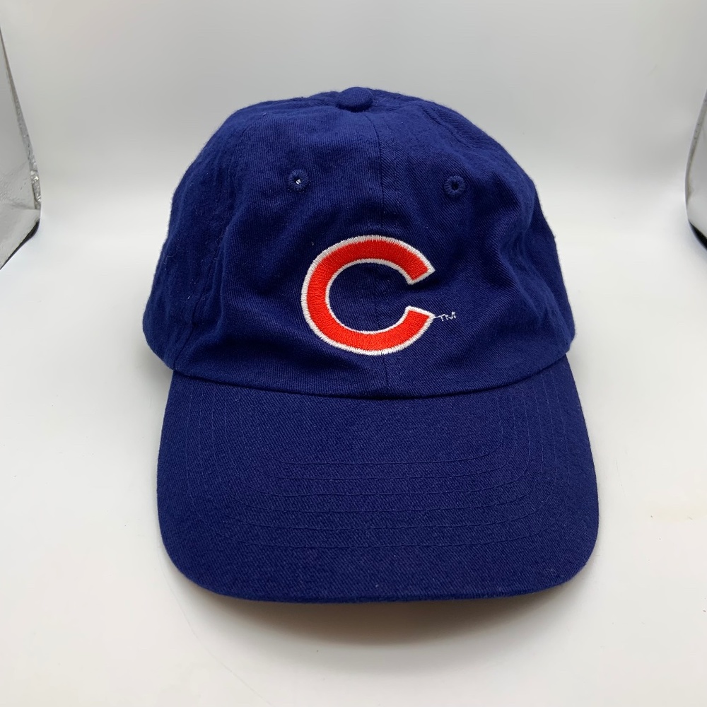 Vintage Chicago Cubs Logo Embroidered Baseball Hat Blue Adjustable